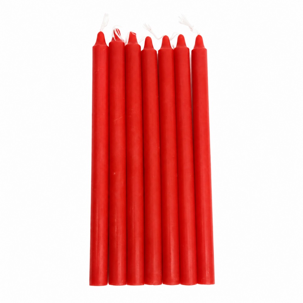 Set of Red Slim Taper Candles with Smooth Wax Surface and White Wicks