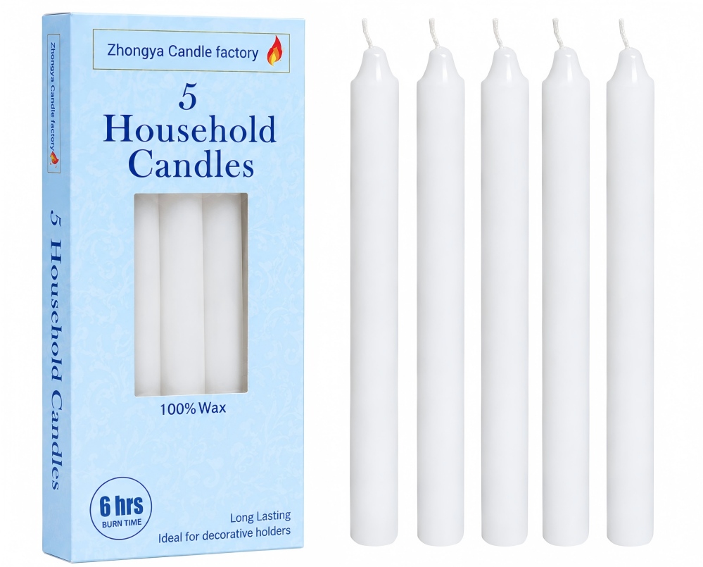 wholesale price white candle 5pieces in a blue box,best for bulk order