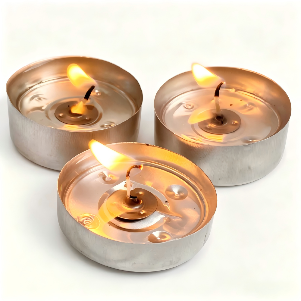 High-quality paraffin wax tealight candles with a consistent 5-hour burn time