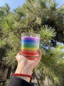 color glass candle