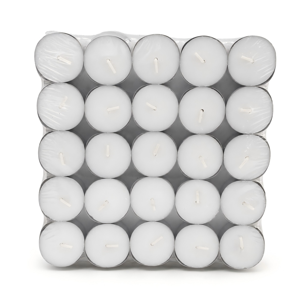 100 Pack Tea Light Candles Retail Packaging shrink paper